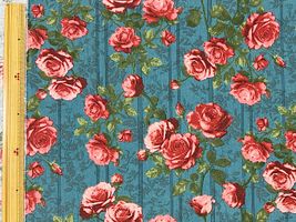 綿麻キャンバスプリント「Beautiful Rose」エメラルドグリーン