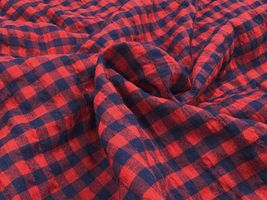 Exclusive Collection レーヨン混シャーリングチェックレッド系