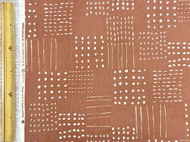 北欧調 点と線の綿麻キャンバスプリントピンク地