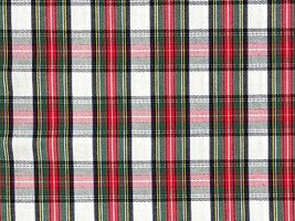 綿ポリのベーシックな先染めタータンチェックホワイトレッド