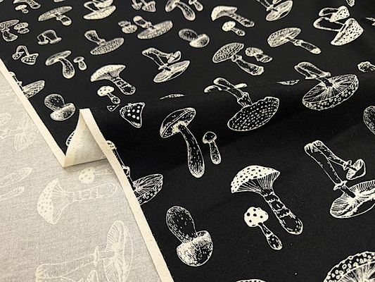 線画調きのこ柄オックスプリント