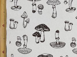 線画調きのこ柄オックスプリント生成(綿かす残し)