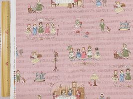 【現品限り特価】ドールのスケアープリント「楽譜とドール」ピンク