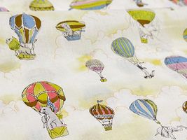 my piece of fabric 60ローンプリント「ゆらゆら気球サーカス」イエロー系