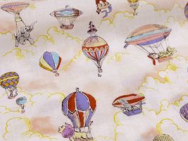 my piece of fabric 60ローンプリント「ゆらゆら気球サーカス」ピンク系