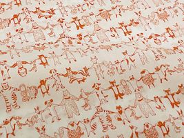 my piece of fabric 60ローンプリント「手つなぎアニマルズ」レッド