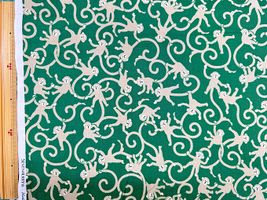 和柄スケアプリント「からくさモンキー」グリーン