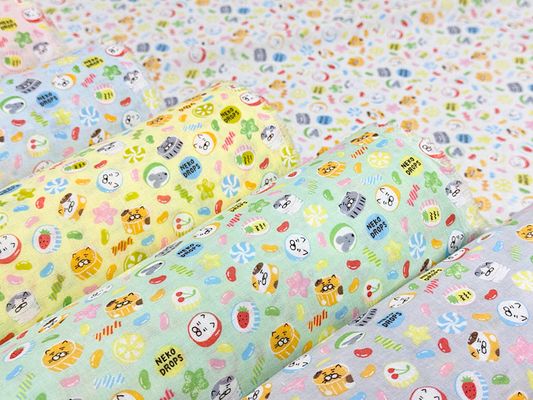コットンこばやしダブルガーゼプリント「ねこドロップス」