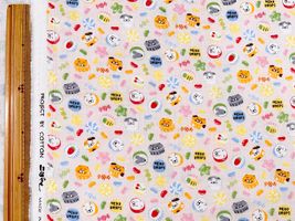 コットンこばやしダブルガーゼプリント「ねこドロップス」ペールピンク