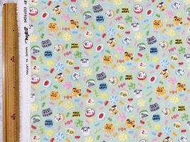 コットンこばやしダブルガーゼプリント「ねこドロップス」グリーン