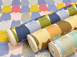コットンこばやしツイルプリント「ねこのプリン」_拡大イメージ
