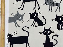 オックスプリントCoCoLand「大きめな黒猫」グレージュ