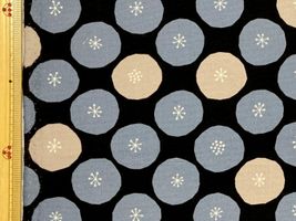 北欧調 3.5センチサークルのオックスプリント黒地×ブルーグレー系