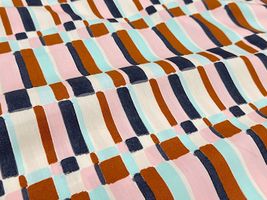 my piece of fabric ブラッシュペイントの40ブロードプリントピンク×ブラウン