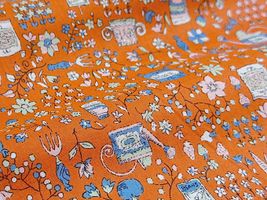 my piece of fabric 60ローンプリント「ガーデニング」キャロット