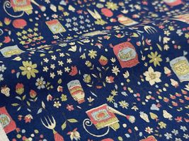 my piece of fabric 60ローンプリント「ガーデニング」ネイビー
