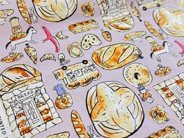 my piece of fabric 60ローンプリント「おとぎのパン」スモークピンク