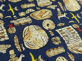 my piece of fabric 60ローンプリント「おとぎのパン」ネイビー