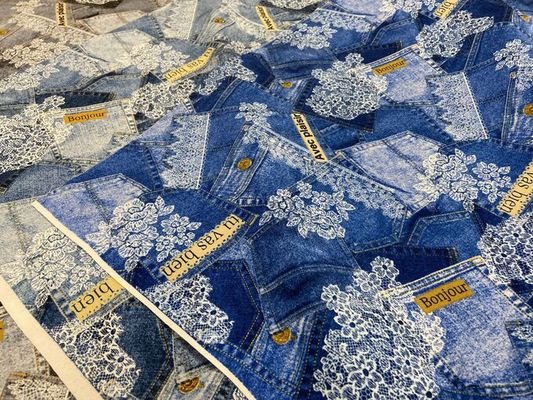 フレンチデニムレースのオックスプリント