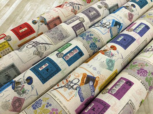 YUWA 裁縫道具の綿麻キャンバスプリント