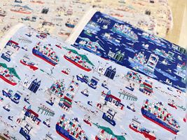 my piece of fabric カラフルなコンテナ船の60ローンプリント_拡大イメージ