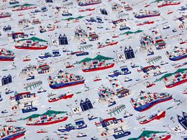 my piece of fabric カラフルなコンテナ船の60ローンプリント_拡大イメージ
