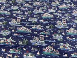 my piece of fabric カラフルなコンテナ船の60ローンプリント_拡大イメージ