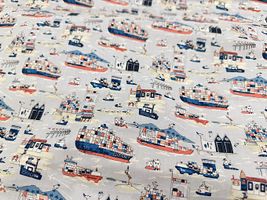 my piece of fabric カラフルなコンテナ船の60ローンプリント_拡大イメージ