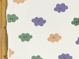 【現品限り特価】韓国fabric かわいい裏起毛ニットプリント雲