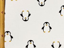 【現品限り特価】韓国fabric かわいい裏起毛ニットプリントペンギンアイボリー