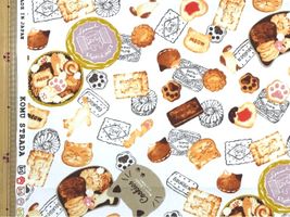 オックスプリント「猫のクッキー缶 season2」オフホワイト