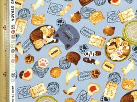 オックスプリント「猫のクッキー缶 season2」ブルー
