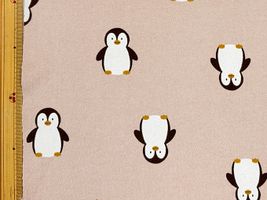 【現品限り特価】韓国fabric かわいい裏起毛ニットプリントペンギンモカ