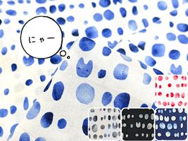 my piece of fabric マルチドットと猫さんの60ローンプリント_拡大イメージ