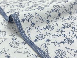 【現品限り特価】Exclusive Collection イルカと海の生き物のコットンローンレースブルー系