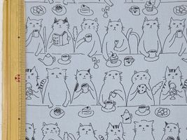Snack time!オックスプリント「Cat&Tea」ブルーグレー