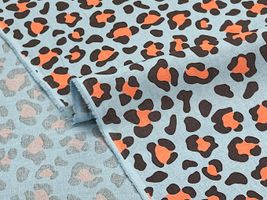 綿麻キャンバスプリント「BIG NEON LEOPARD」ブルー系
