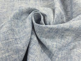 お買い得価格の広幅リネンダンガリー無地ブルー