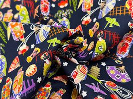 【現品限り特価】和柄シーチングプリント「おいでやす」_拡大イメージ