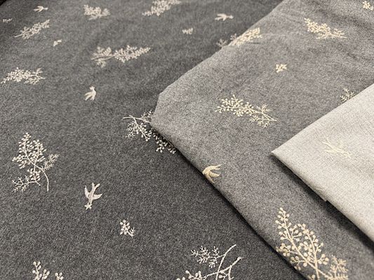 北欧調コットン杢ビエラ刺しゅう「ミモザ」