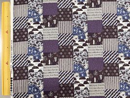 北欧調シーチングプリント「ノルディックパッチワーク」パープル系