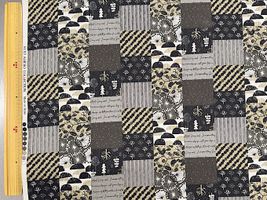 北欧調シーチングプリント「ノルディックパッチワーク」グレー系