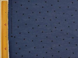 上品な60ローン水玉ドットプリントネイビー地