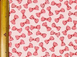 かわいいリボンのオックスプリントピンク