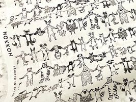 my piece of fabric 60ローンプリント「手つなぎアニマルズ」_拡大イメージ