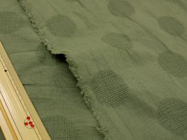 Exclusive Collection綿麻ドットジャガード(直径約3cm)カーキグリーン