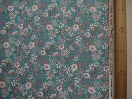 コットンこばやし 花柄 ブロードプリントターコイズ地