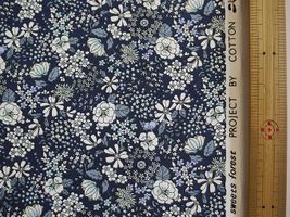 コットンこばやし 花柄 ブロードプリント紺地