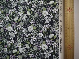 コットンこばやし 花柄 ブロードプリント黒地