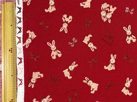青木美沙子×クラシカルモダン シーチングプリント「ラビット」レッド